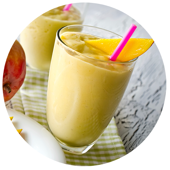 Mango smoothie with straw